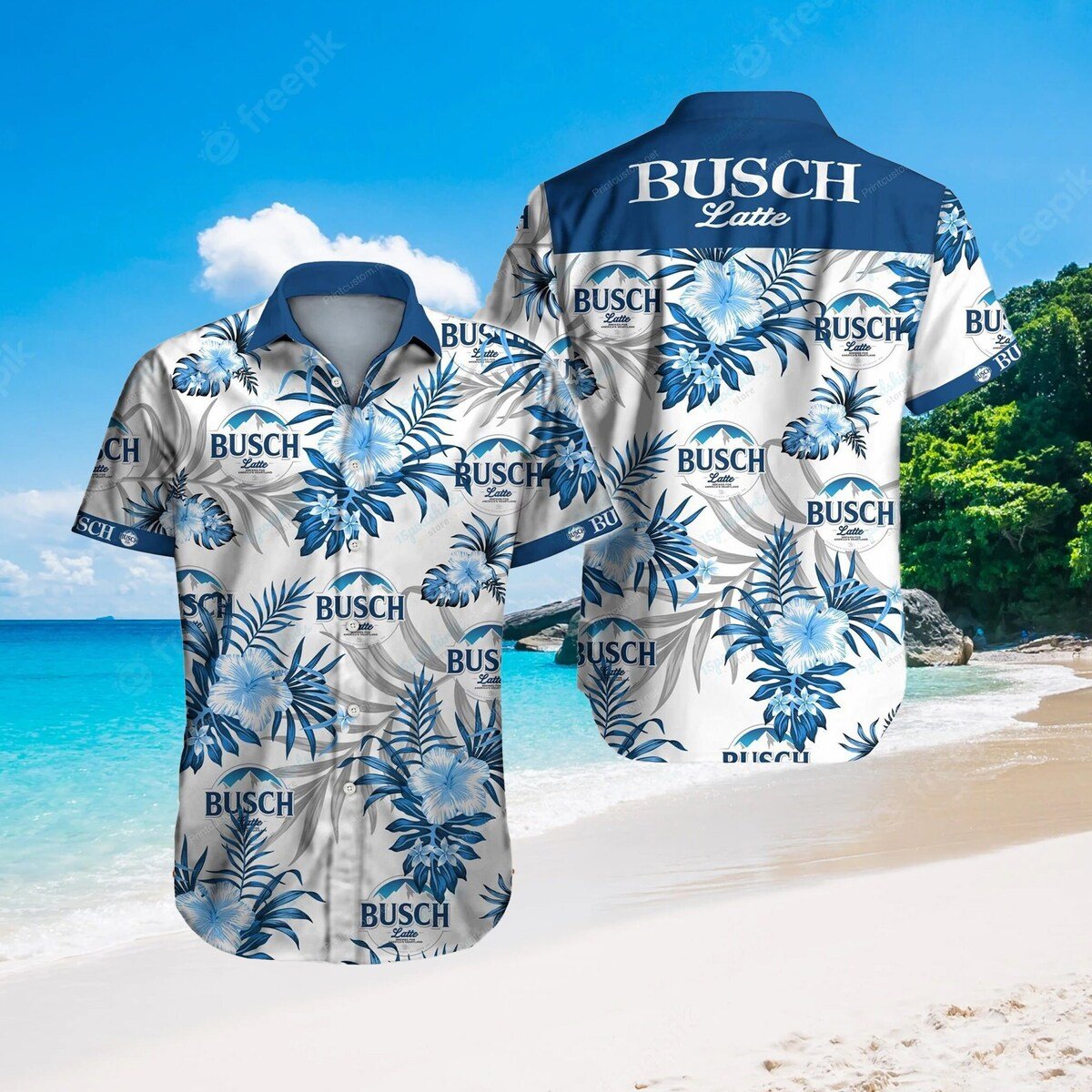 Busch Latte Beer Hawaiian Shirt Tropical Forest Best Gift For Son