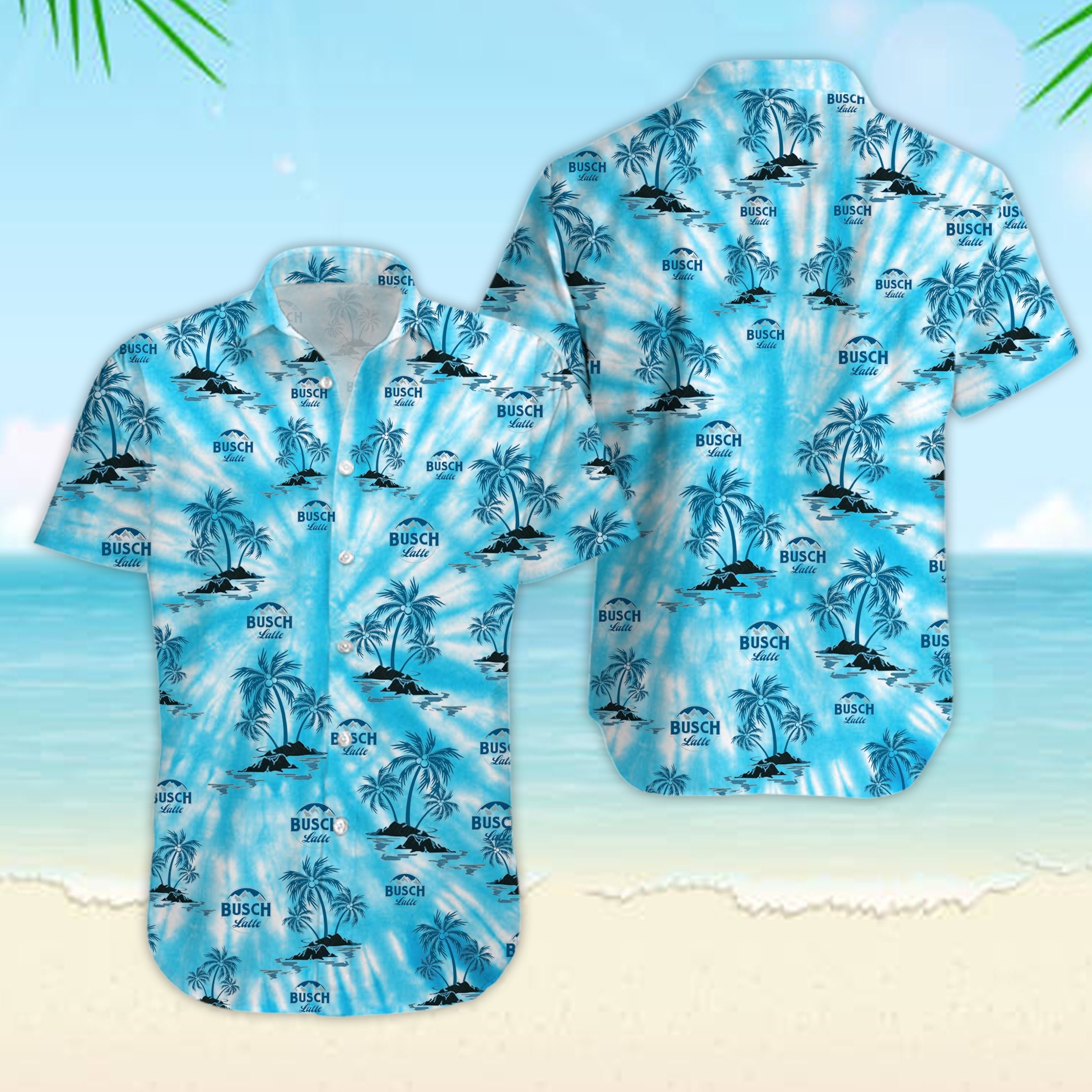 Busch Latte Beer Hawaiian Shirt Coconut Trees Best Gift For Summer Trip