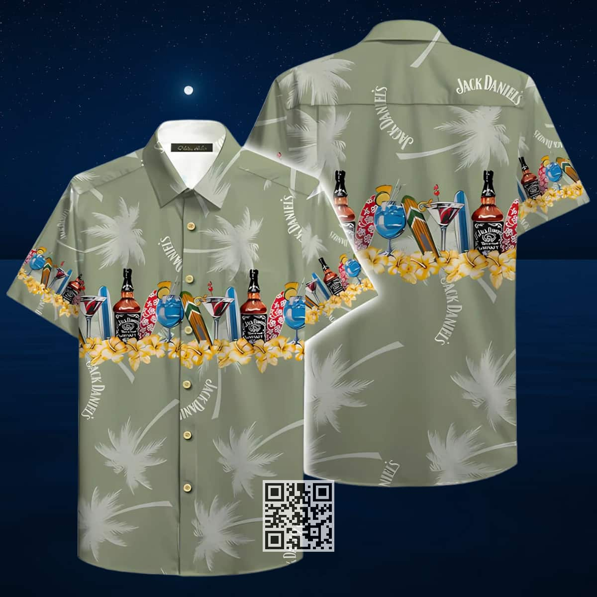 Jack Daniel's Hawaiian Shirt Beach Wine Flora