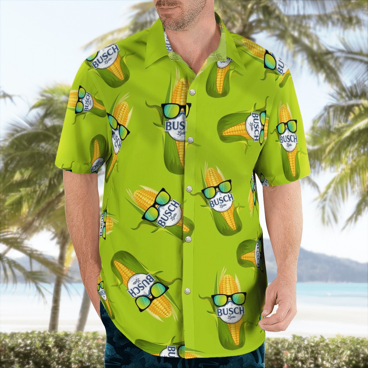 Busch Latte Beer Hawaiian Shirt Funny Corn In Sunglasses Gift For Dad