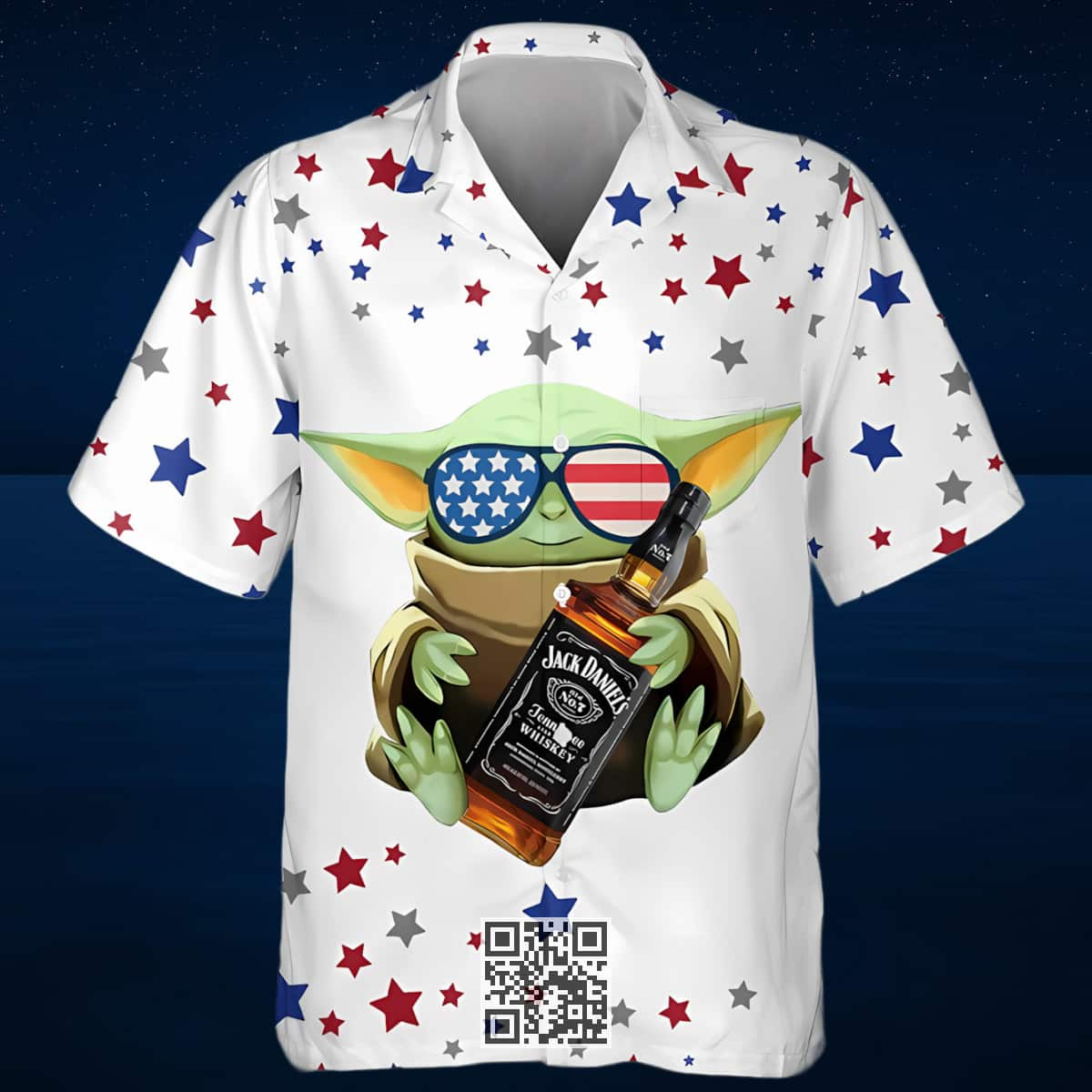 Star Wars Baby Yoda Loves Jack Daniel's Hawaiian Shirt 4th Of July