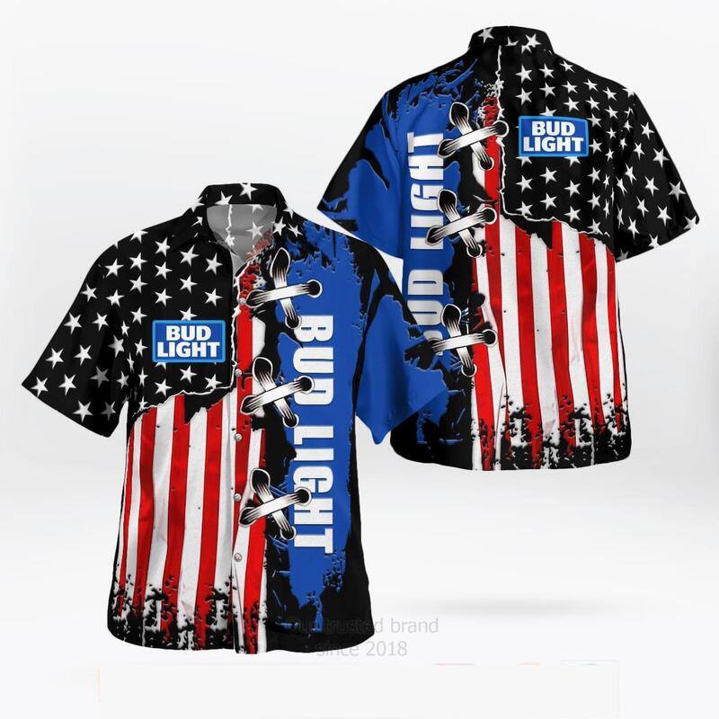 Bud Light Hawaiian Shirt US Flag Special Gift For Her