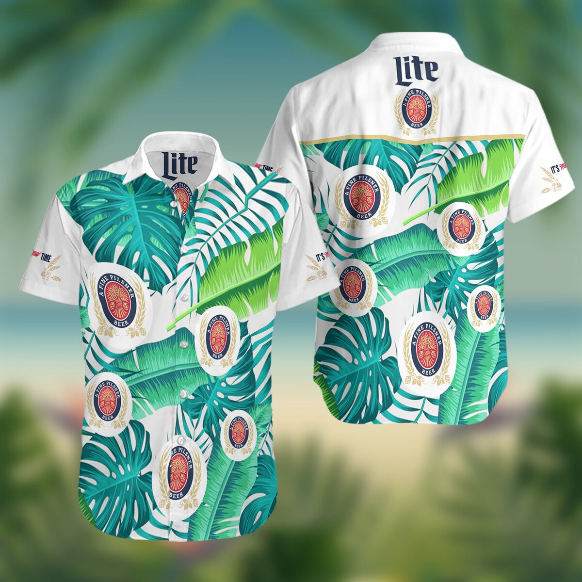 Special Miller Lite Hawaiian Shirt Tropical Leaf Gift For Family