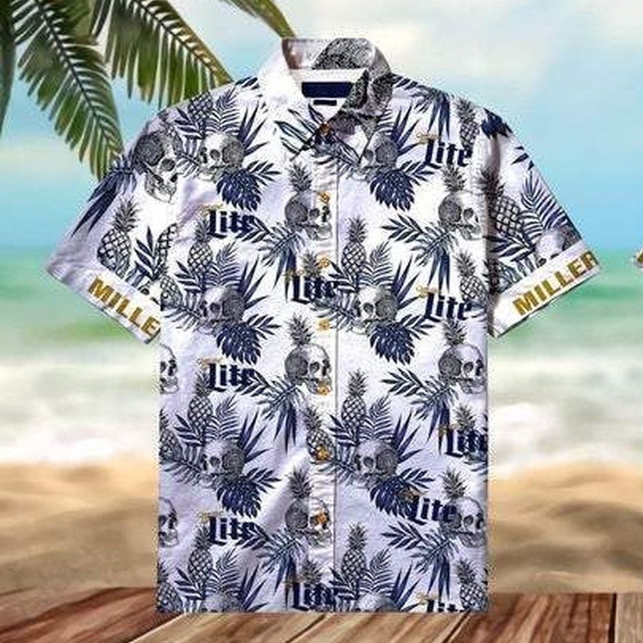 Cool Miller Lite Hawaiian Shirt Skulls Gift For Summer Lovers