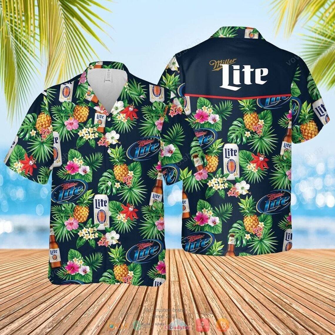 Colorful Miller Lite Hawaiian Shirt Tropical Flowers Gift For Brothers