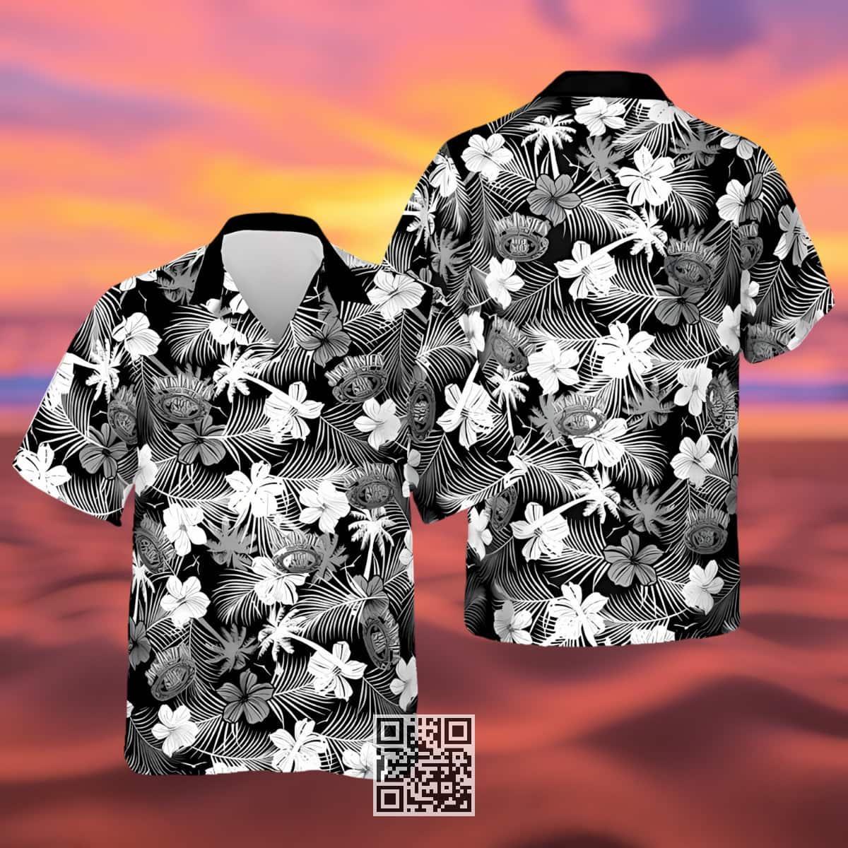 Jack Daniel's Hawaiian Shirt Black And White Hibiscus Flower