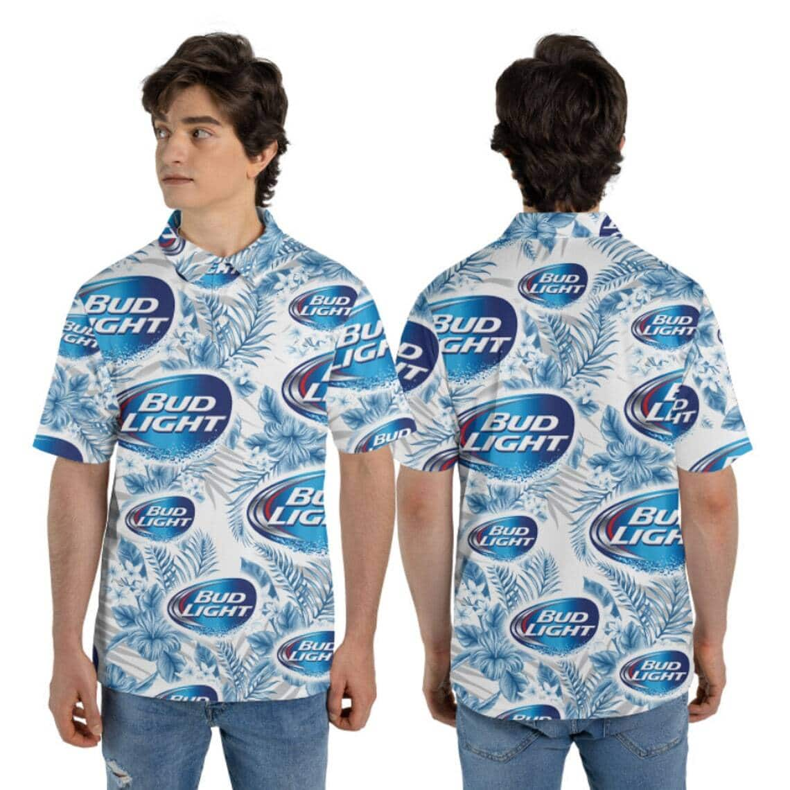 Bud Light Beer Hawaiian Shirt Tropical Flower Gift For Boyfriend