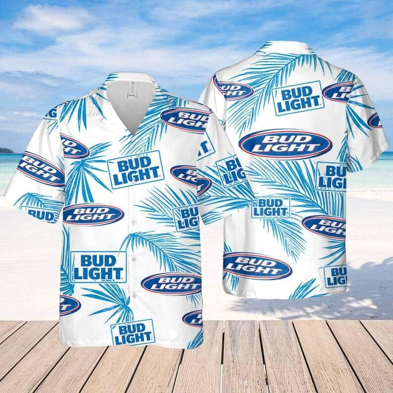 Trending Bud Light Hawaiian Shirt Palm Leaves Gift For Beer Lovers