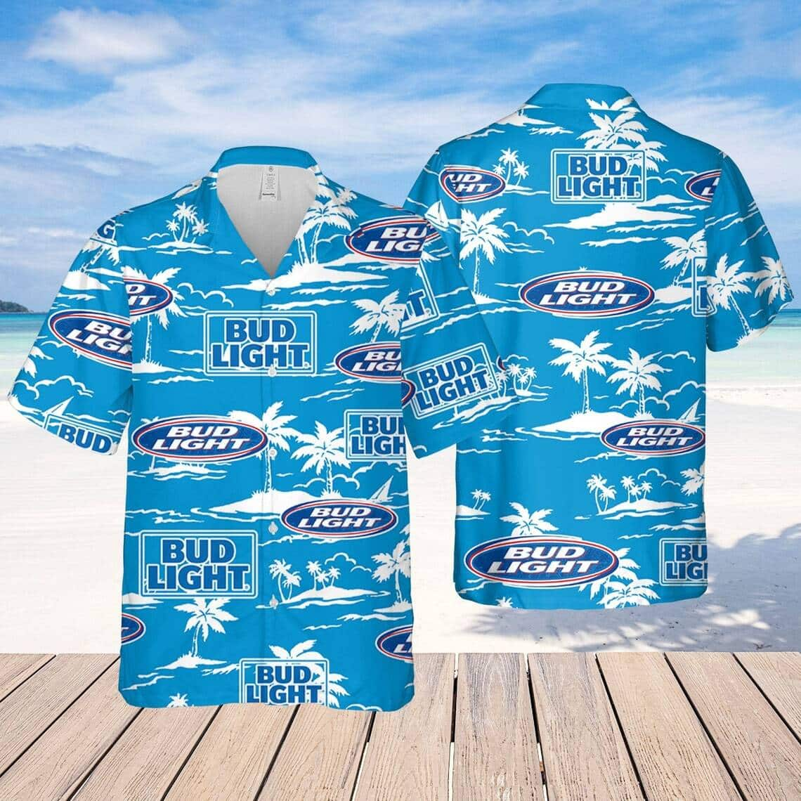 Blue Aloha Bud Light Hawaiian Shirt Summer Holiday Gift For Beer Lovers