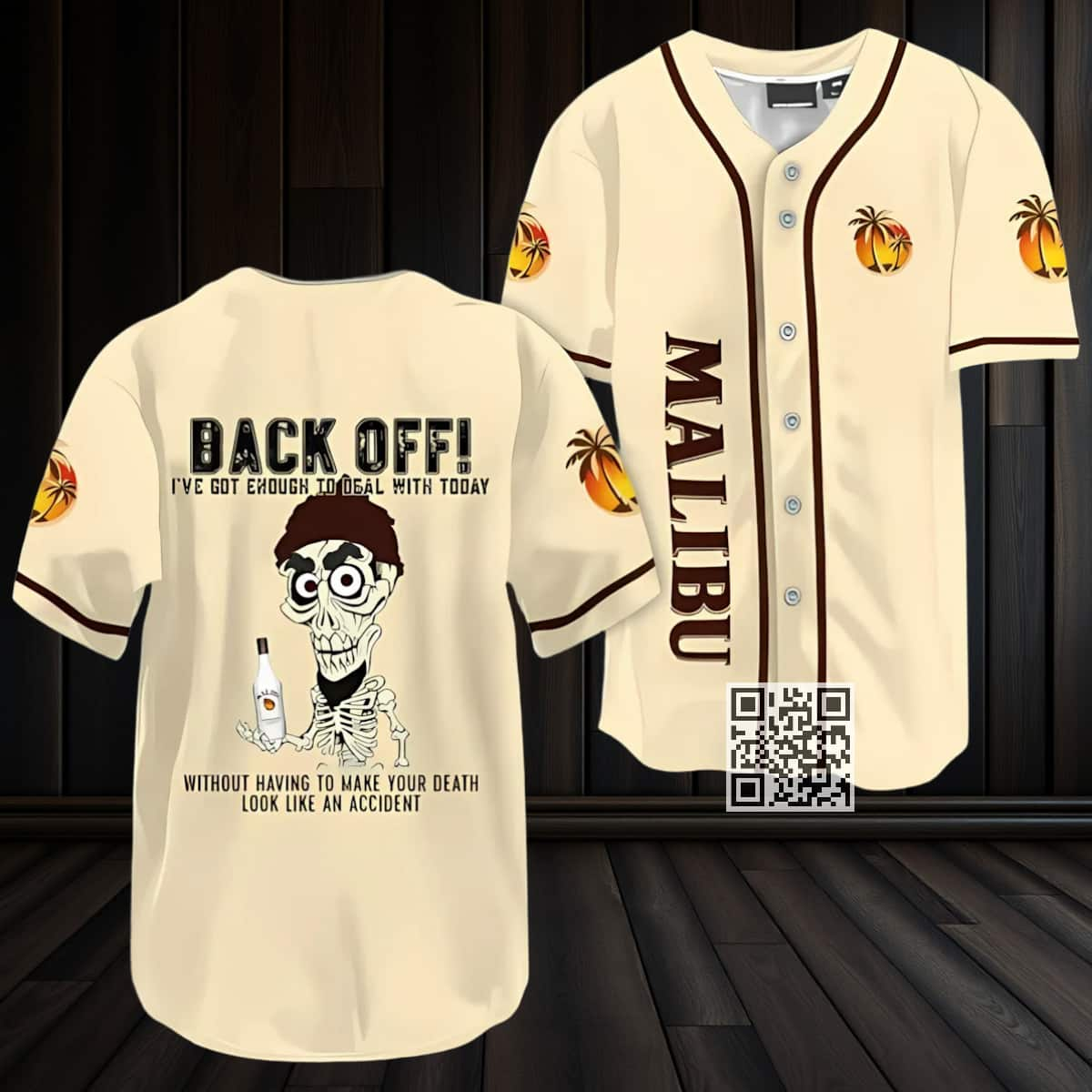 Achmed Back Off With Malibu Rum Baseball Jersey