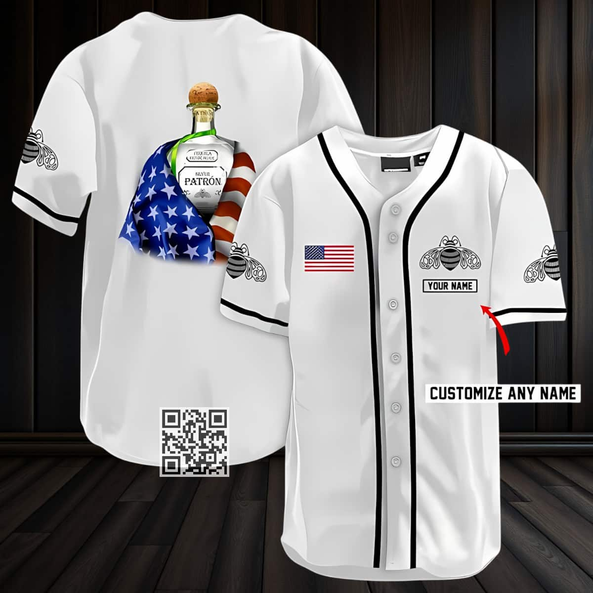 Vintage Patron Baseball Jersey US Flag Customize Name