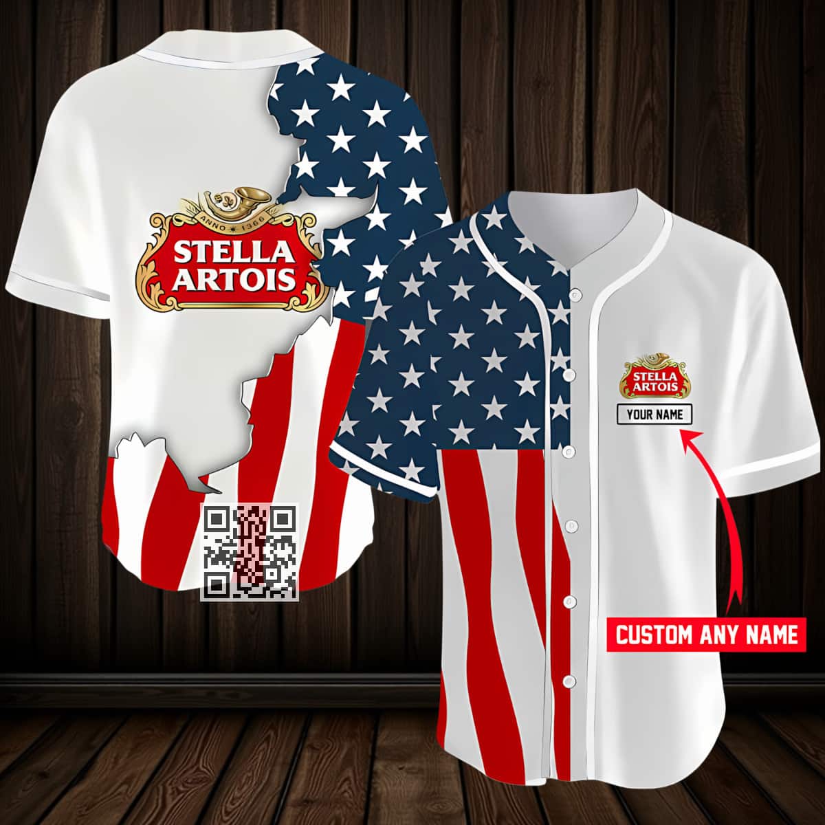 Stella Artois Baseball Jersey US Flag Custom Name Gift For Beer Lovers Stella Artois Baseball Jersey US Flag Custom Name Gift For Beer Lovers
