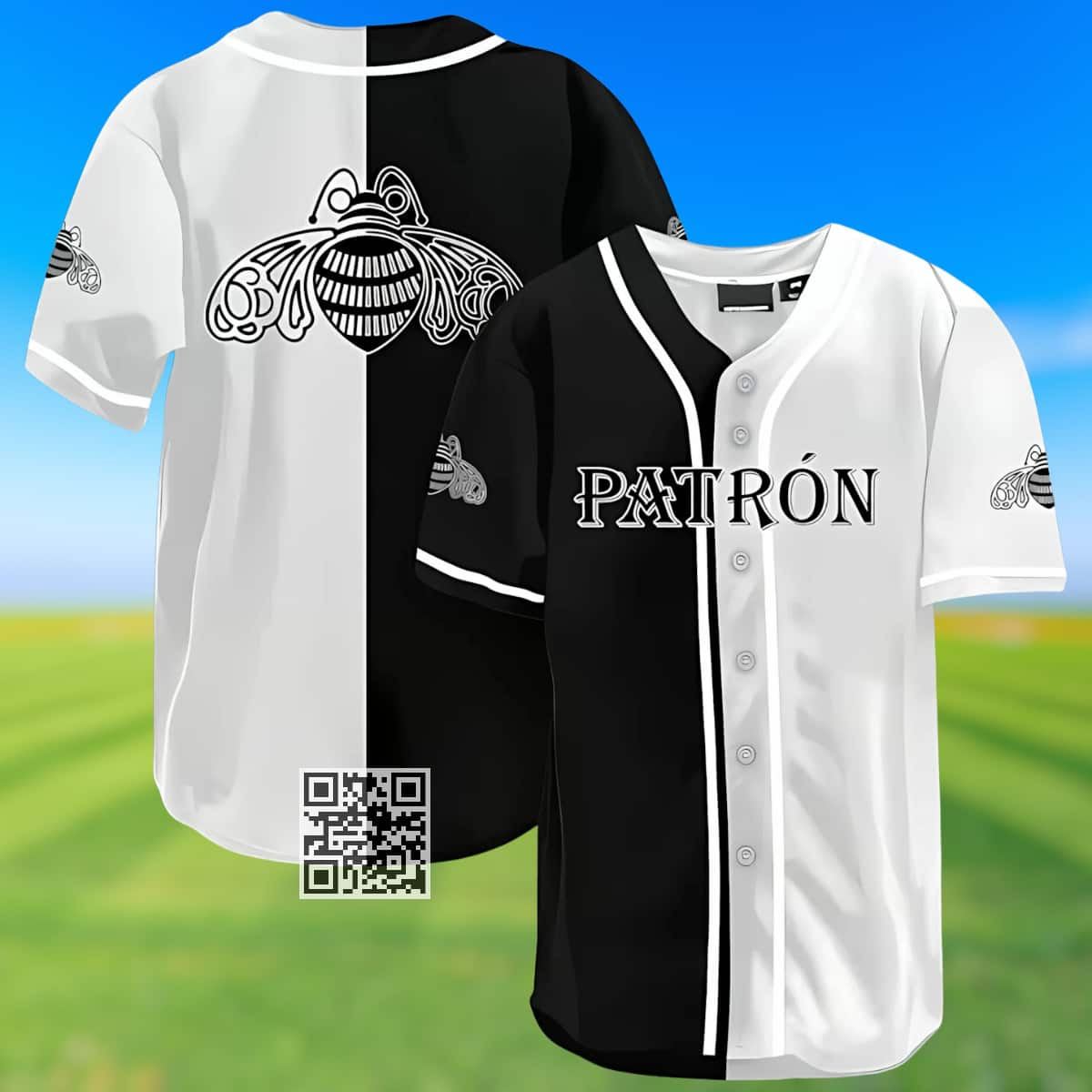 Black And White Split Patron Baseball Jersey