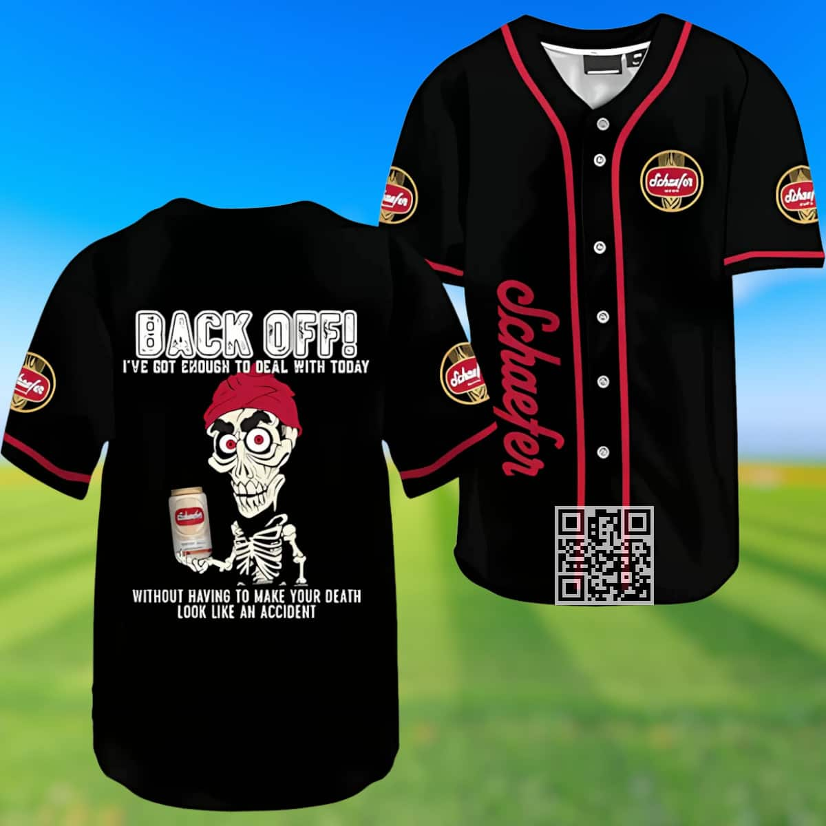 Achmed Back Off With Schaefer Baseball Jersey Gift For Beer Lovers