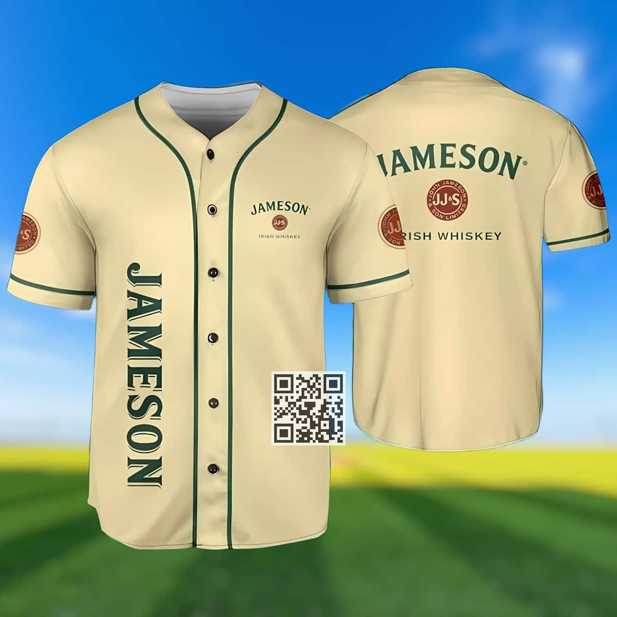 Beige Jameson Irish Whiskey Baseball Jersey Gift For Sporty Boyfriend