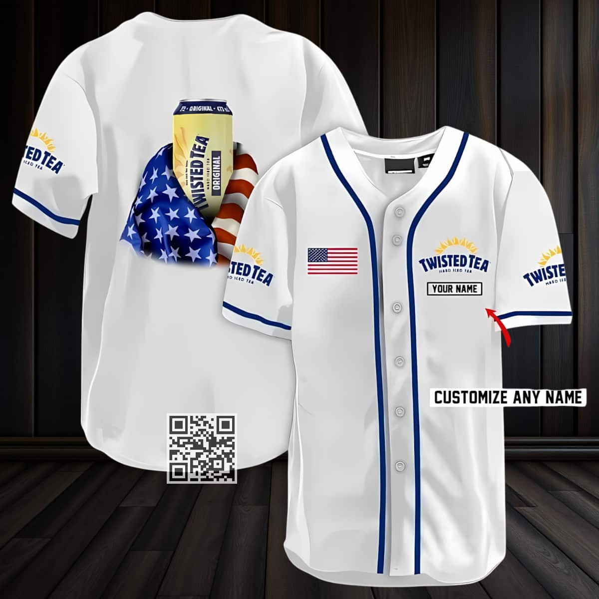 Vintage US Flag Twisted Tea Customize Name Baseball Jersey Vintage US Flag Twisted Tea Customize Name Baseball Jersey