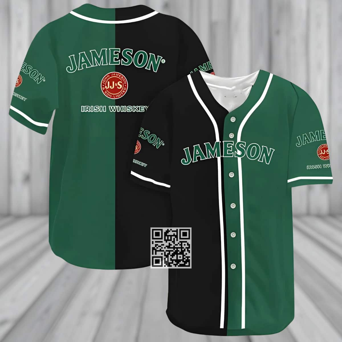 Black And Green Split Jameson Irish Whiskey Baseball Jersey