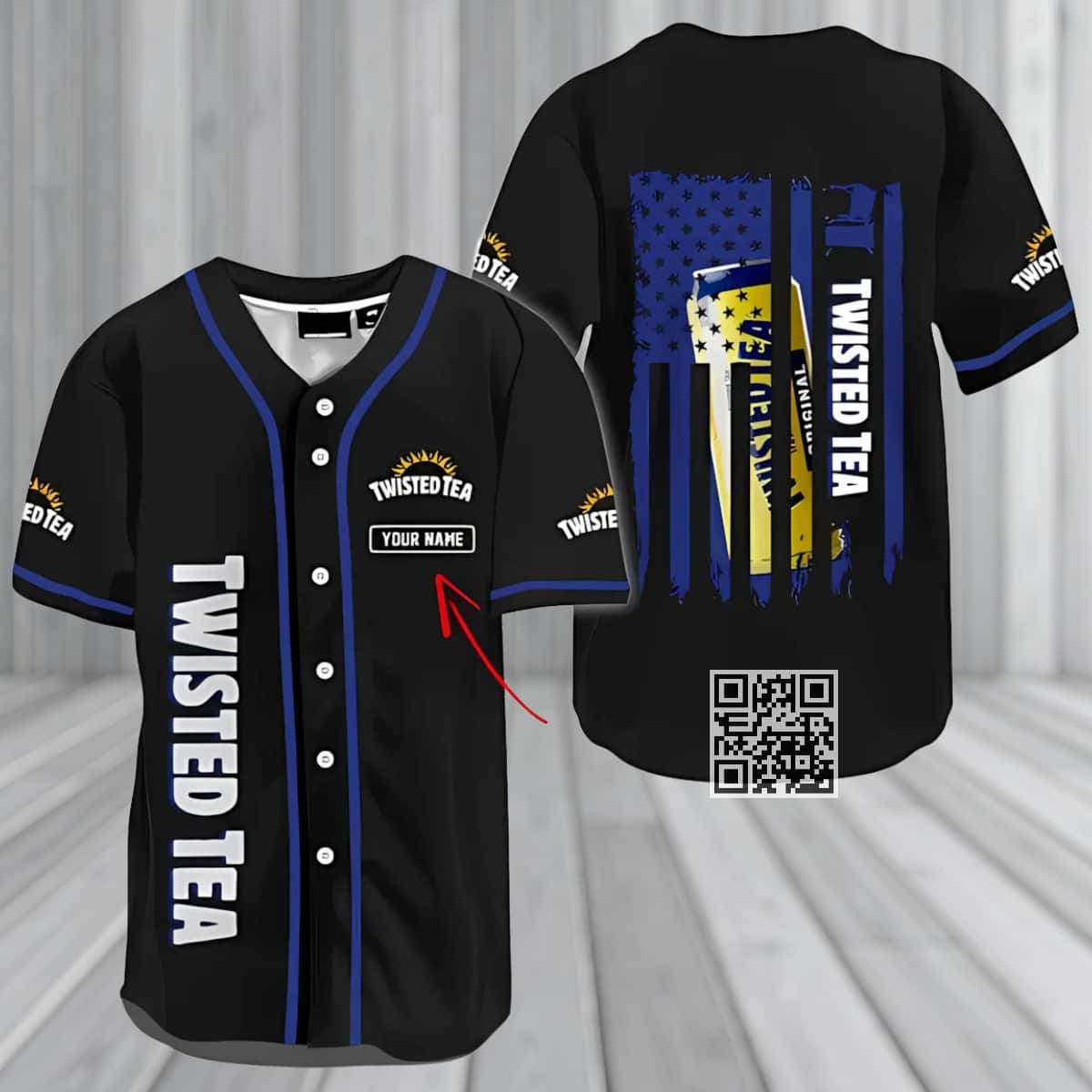 Twisted Tea Baseball Jersey US Flag Custom Name Gift For Him Twisted Tea Baseball Jersey US Flag Custom Name Gift For Him