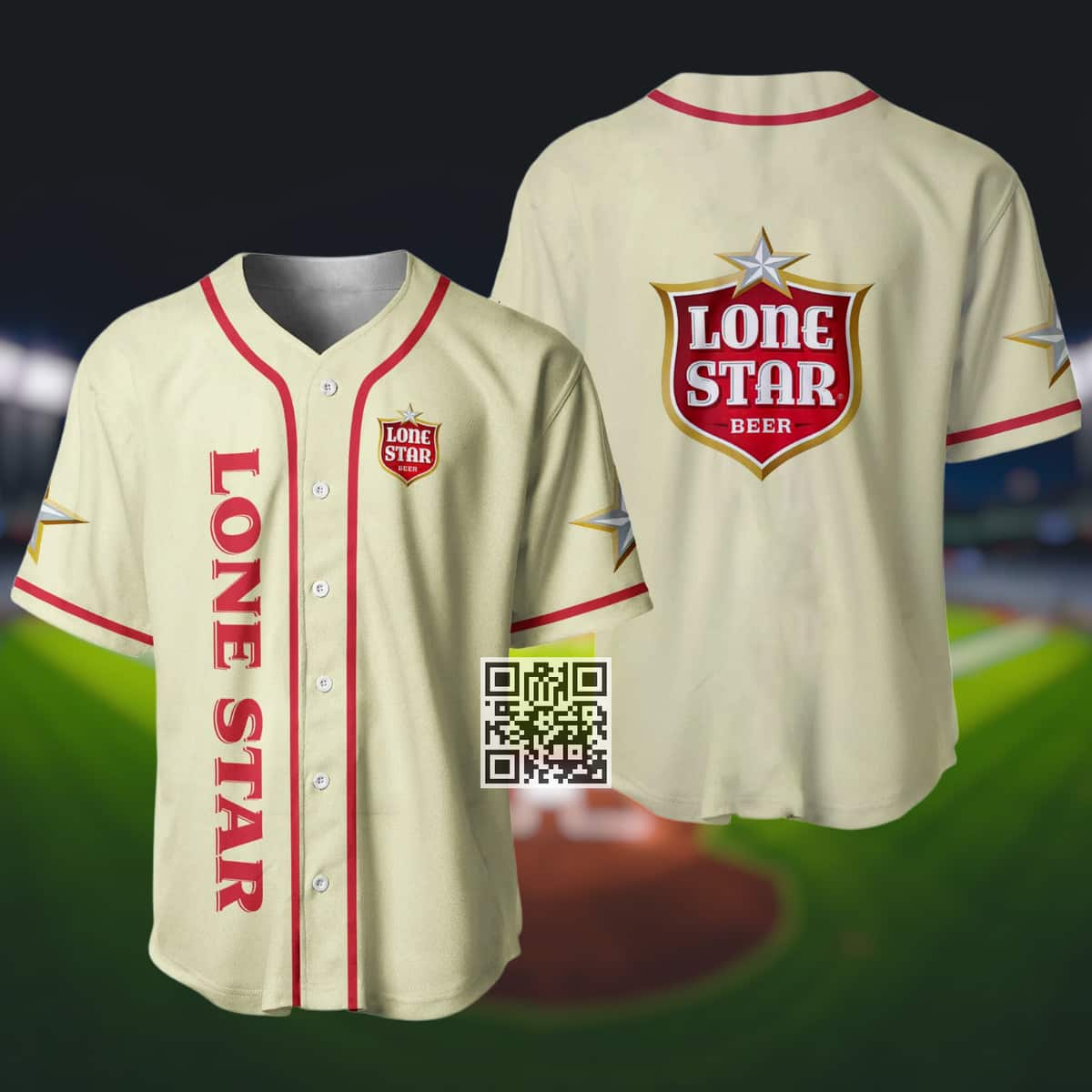 BEIGE Lone Star Beer Baseball Jersey Gift For Sport Dad