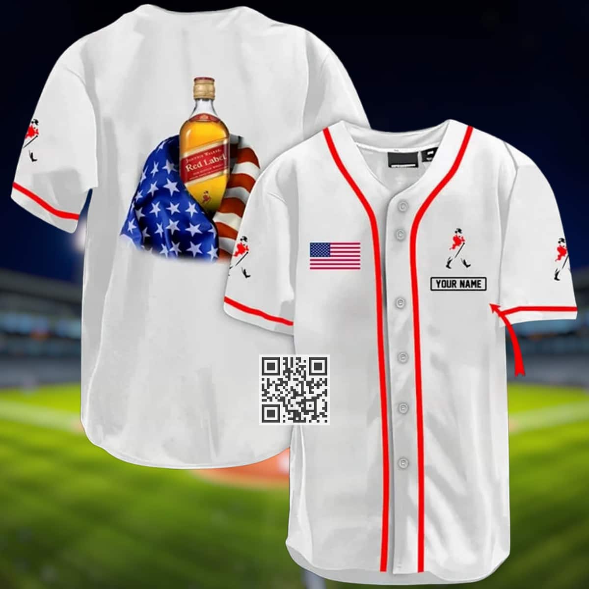Vintage Johnnie Walker Baseball Jersey US Flag Custom Name Whisky Lovers Gift Vintage Johnnie Walker Baseball Jersey US Flag Custom Name Whisky Lovers Gift