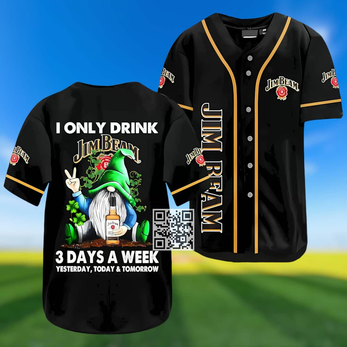 Gnomes I Only Drink Jim Beam 3 Days A Week Baseball Jersey