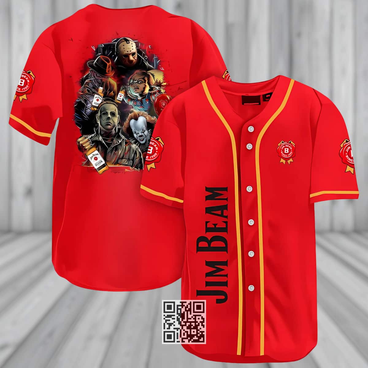 Michael Myers It Jason Voorhees Freddy Krueger Chucky Jim Beam Whiskey Baseball Jersey Michael Myers It Jason Voorhees Freddy Krueger Chucky Jim Beam Whiskey Baseball Jersey