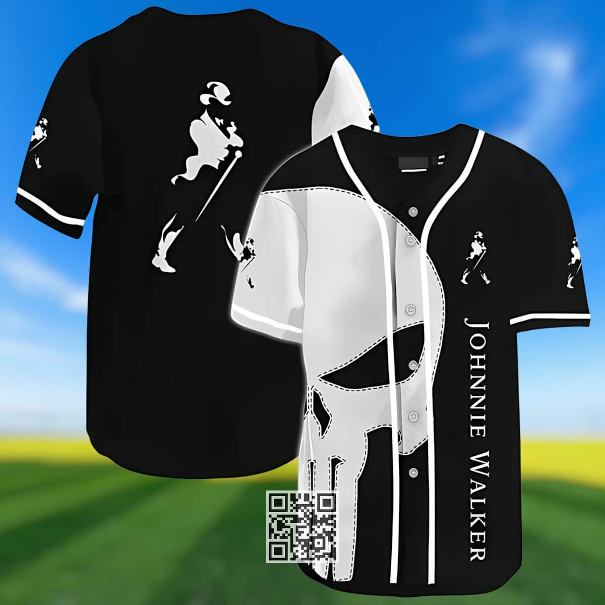 White Skull Johnnie Walker Whisky Baseball Jersey Gift For Sporty Husband