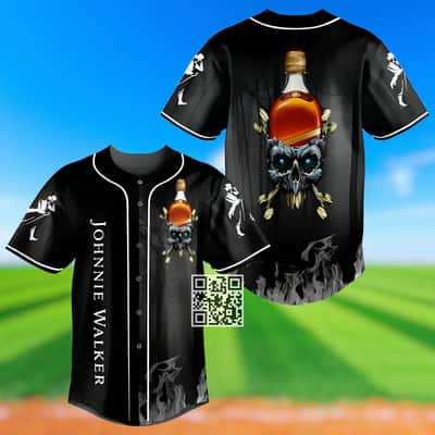 Skull With Johnnie Walker Baseball Jersey Gift For Whisky Lovers Skull With Johnnie Walker Baseball Jersey Gift For Whisky Lovers
