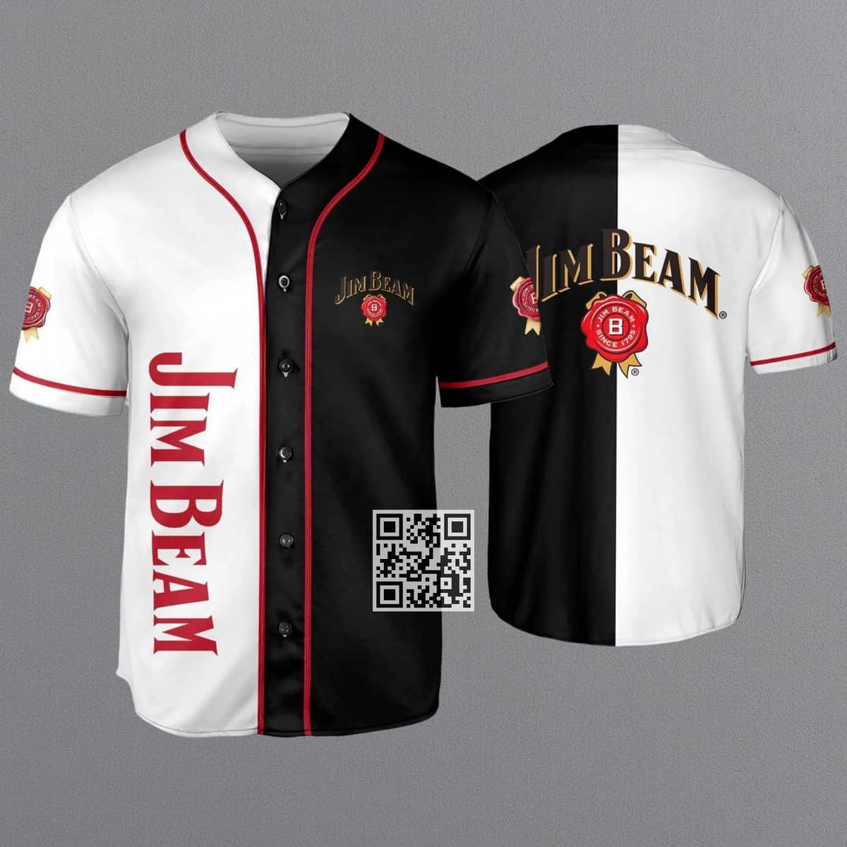 Black And White Split Jim Beam Baseball Jersey Gift For Whiskey Lovers Black And White Split Jim Beam Baseball Jersey Gift For Whiskey Lovers