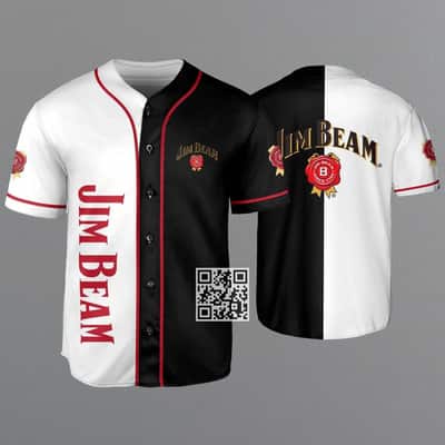 Black And White Split Jim Beam Baseball Jersey Gift For Whiskey Lovers