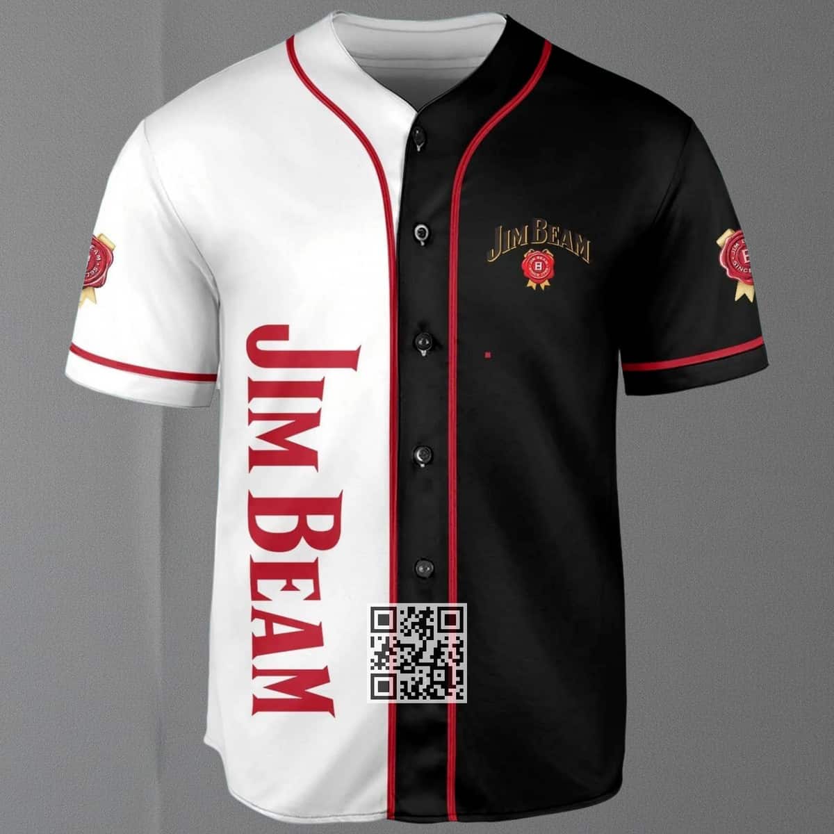 Black And White Split Jim Beam Baseball Jersey Gift For Whiskey Lovers Black And White Split Jim Beam Baseball Jersey Gift For Whiskey Lovers