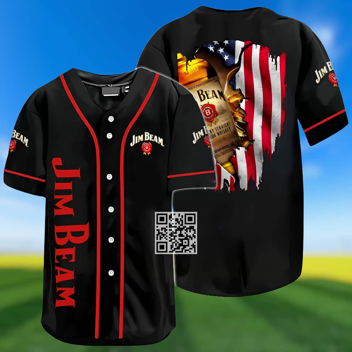 Jim Beam Baseball Jersey US Flag Gift For Whiskey Lovers