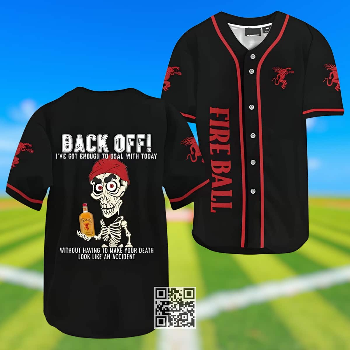 Achmed Back Off With Fireball Baseball Jersey I've Got Enough To Deal With Today