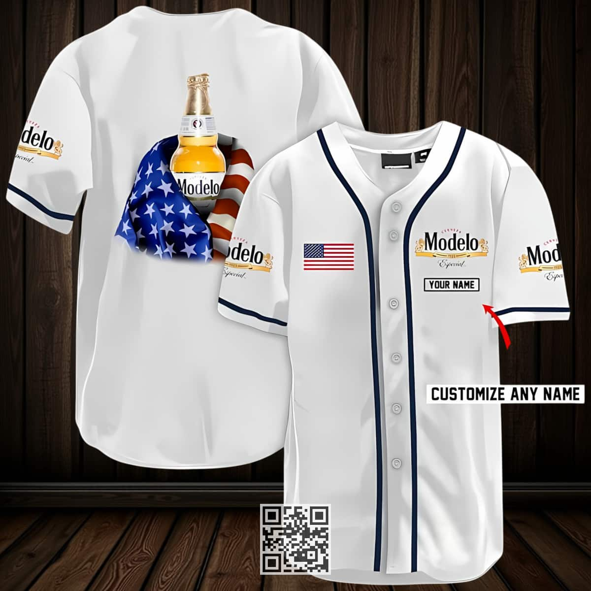 Vintage Modelo Beer Baseball Jersey US Flag Sports Gift For Him Custom Name