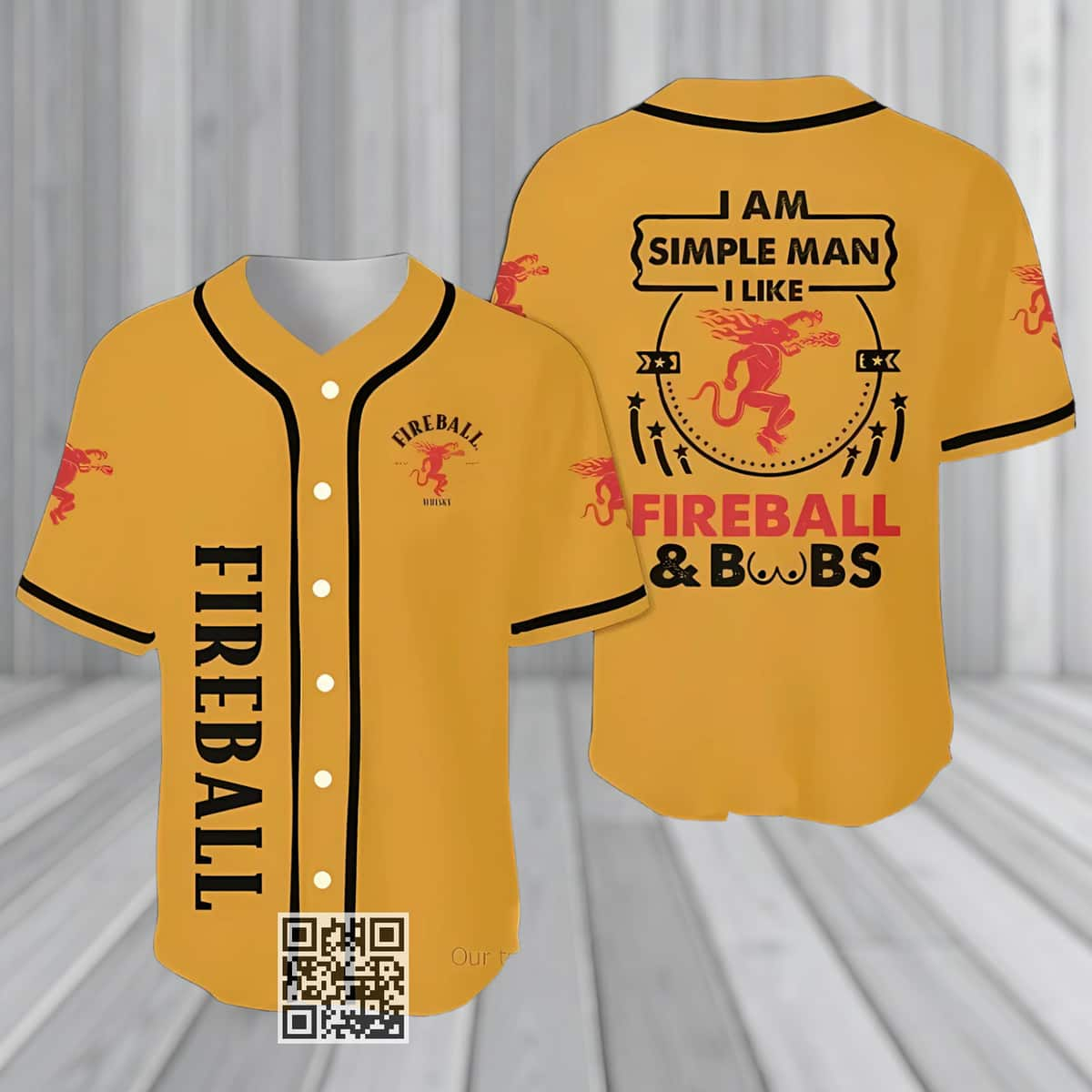 I Am Simple Man I Like Fireball & Boobs Baseball Jersey