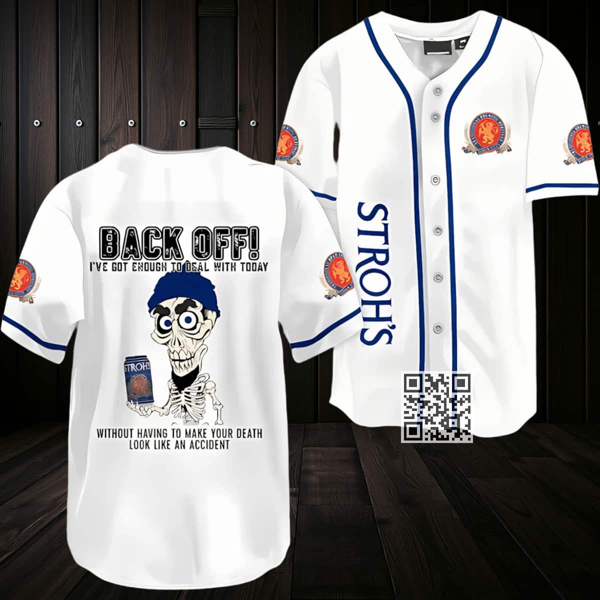 Achmed Back Off With Stroh's Beer Baseball Jersey Gift For Sport Dad Achmed Back Off With Stroh's Beer Baseball Jersey Gift For Sport Dad