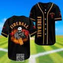 Skull With Fireball Baseball Jersey Gift For Whisky Lovers