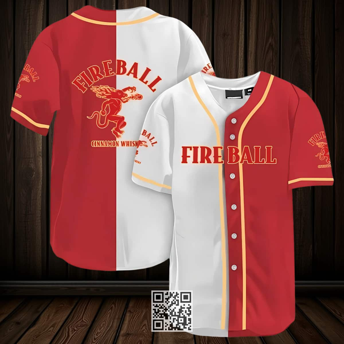 White And Red Split Fireball Whisky Baseball Jersey Sport Gift For Best Friend