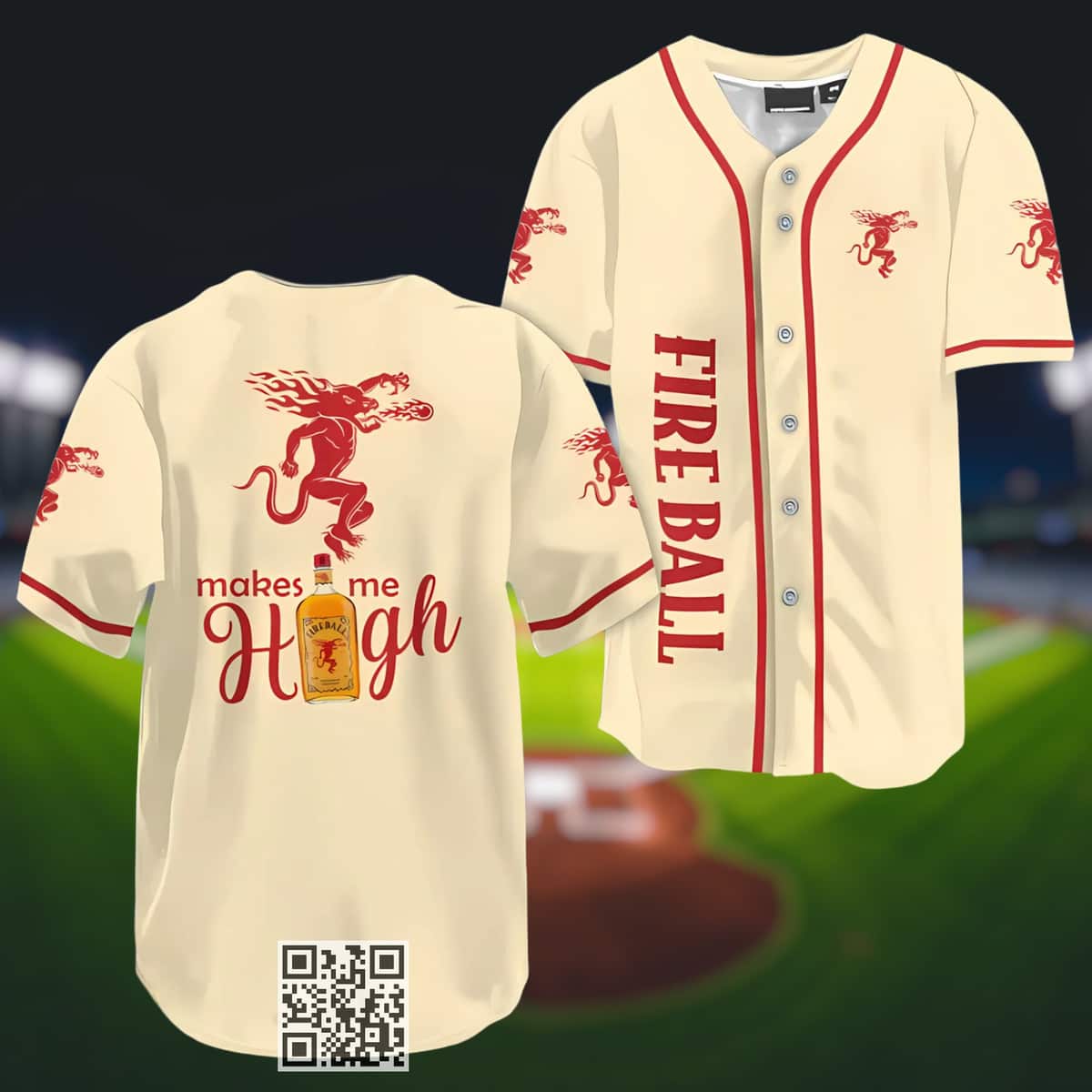 Fireball Baseball Jersey Make Me High Gift For Sport Dad