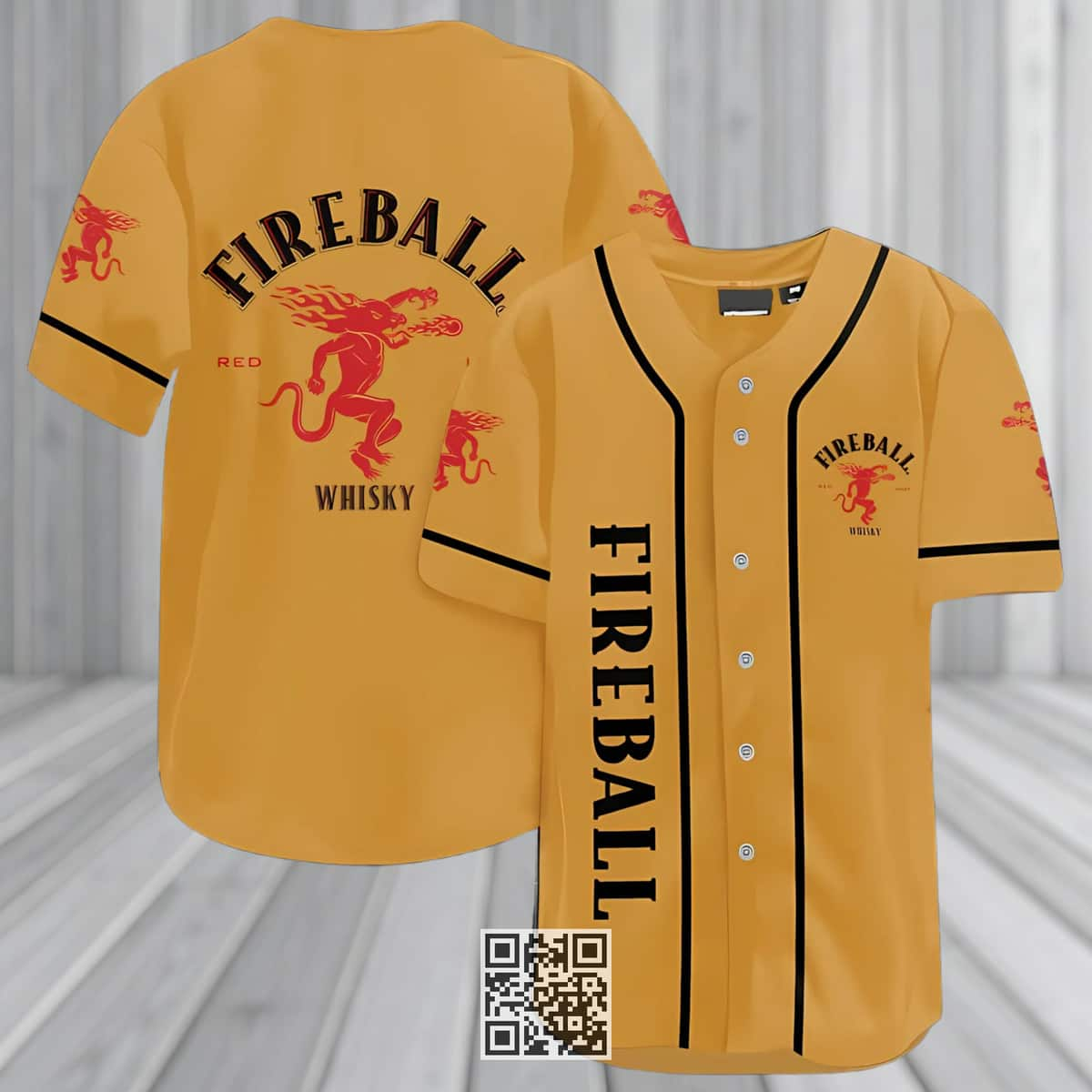 Basic Fireball Baseball Jersey Whisky Lovers Gift