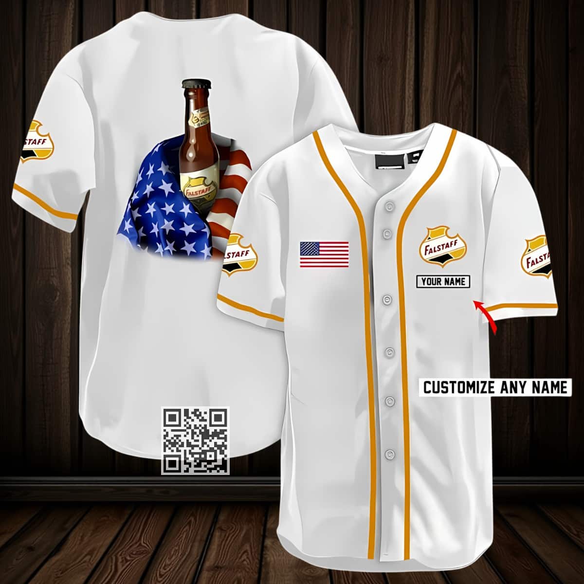 Vintage Falstaff Beer Baseball Jersey US Flag Customize Name Vintage Falstaff Beer Baseball Jersey US Flag Customize Name