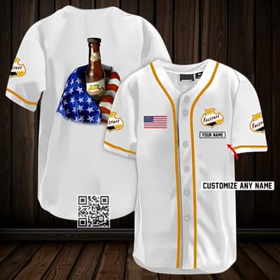 Vintage Falstaff Beer Baseball Jersey US Flag Customize Name Vintage Falstaff Beer Baseball Jersey US Flag Customize Name