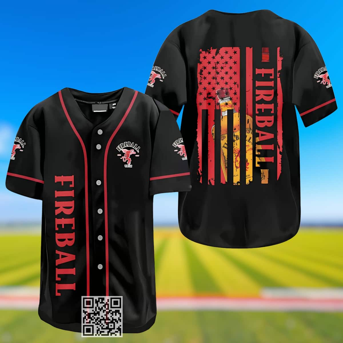 Fireball Whisky Flag Baseball Jersey Gift For Sporty Husband