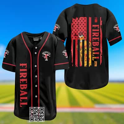 Fireball Whisky Flag Baseball Jersey Gift For Sporty Husband Fireball Whisky Flag Baseball Jersey Gift For Sporty Husband