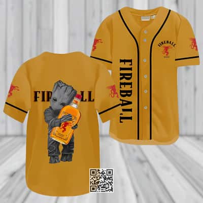 Baby Groot Fireball Whisky Baseball Jersey Sports Gift For Him Baby Groot Fireball Whisky Baseball Jersey Sports Gift For Him
