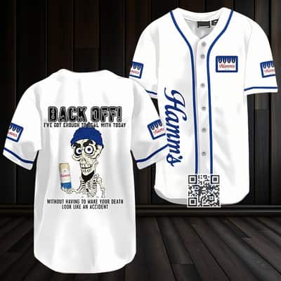Achmed Back Off With Hamm’s Beer Baseball Jersey Achmed Back Off With Hamm’s Beer Baseball Jersey