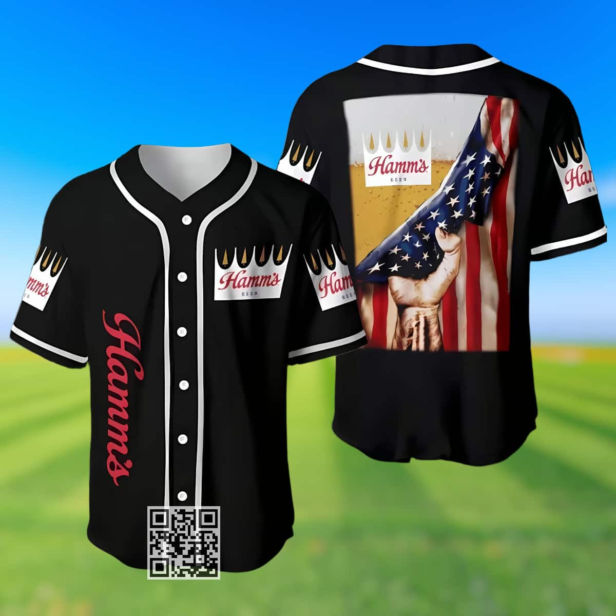 Hamm's Beer Baseball Jersey US Flag Gift For Sport Dad