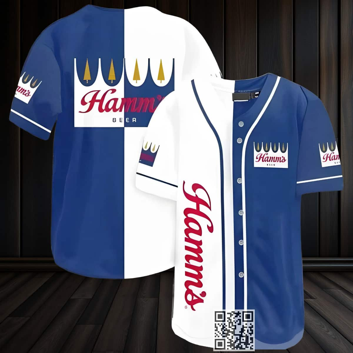 White Blue Hamm's Beer Baseball Jersey