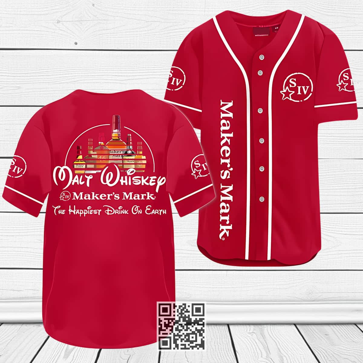 Maker's Mark Baseball Jersey Malt Whiskey The Happiest Drink On Earth