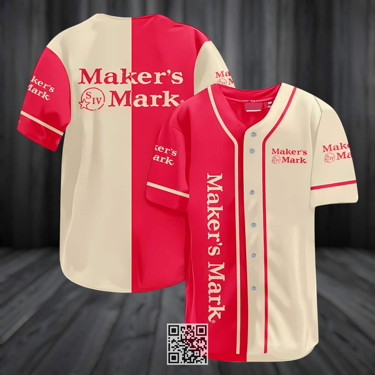 Maker's Mark Baseball Jersey Red And Beige Split Gift For Whiskey Fans